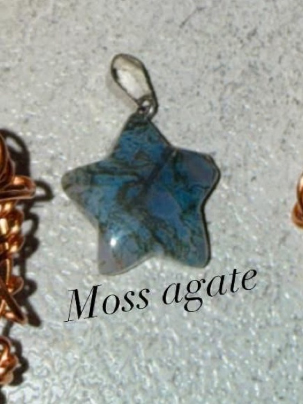Blue Moss Agate Star Pendant Necklace - Unbranded